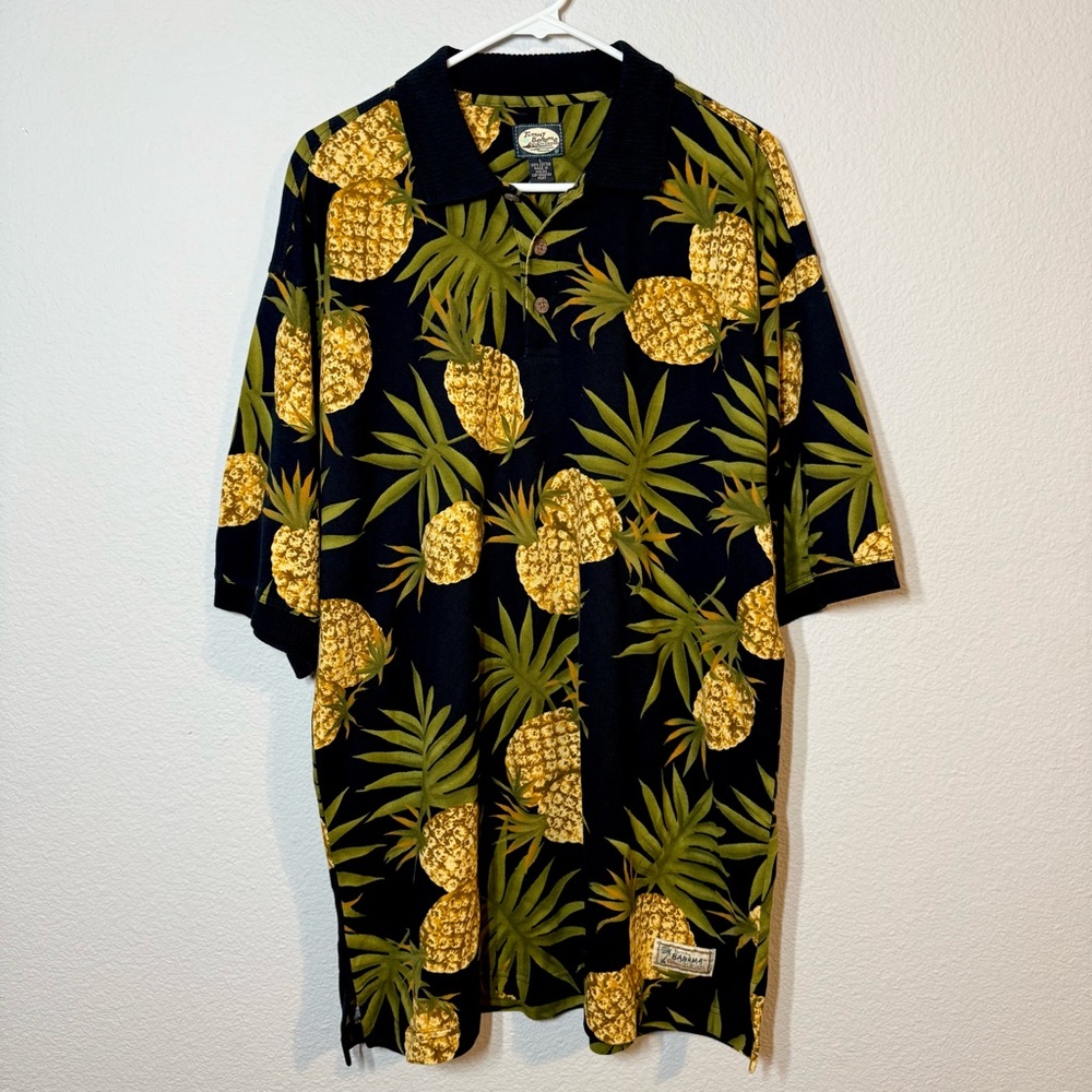 Tommy Bahama #2A  VTG 100% Cotton Pineapple Tropical Vacation Polo L Large